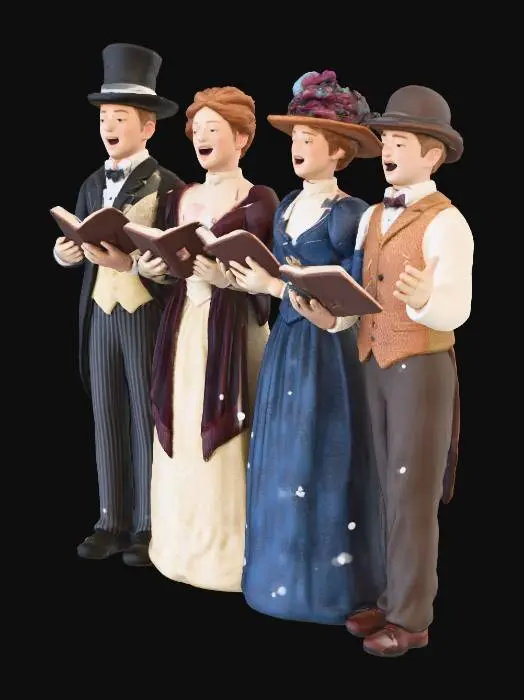 3D model for a GROUP OF FOUR CAROL SINGERS IN EDWARDIAN CLOTHES