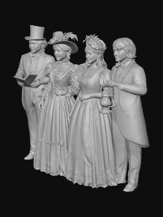 3D model for a GROUP OF FOUR CAROL SINGERS IN EDWARDIAN CLOTHES