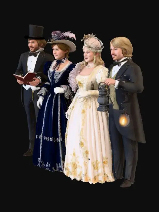 3D model for a GROUP OF FOUR CAROL SINGERS IN EDWARDIAN CLOTHES