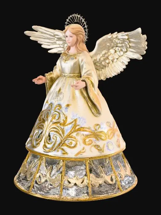 3D model for Christmas Angel for a christmas tree top. Dress should be wide at the bottom to fit over tree branches Bottom of dress is hollow ,