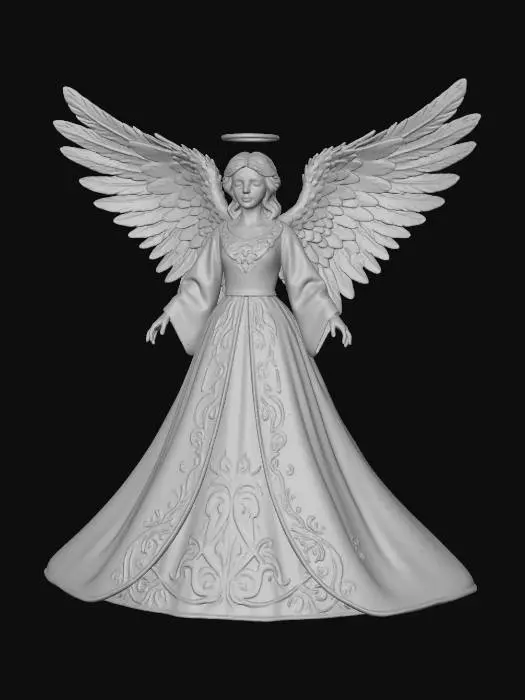 3D model for Christmas Angel for a christmas tree top. Dress should be wide at the bottom to fit over tree branches