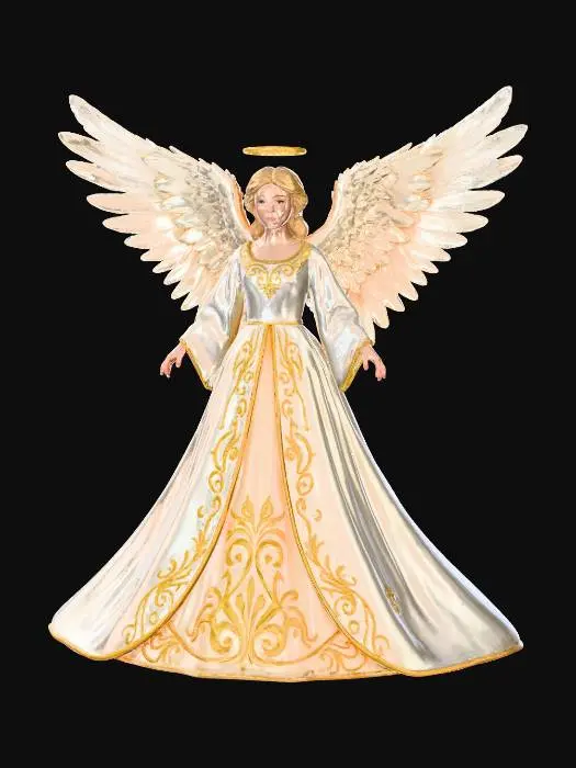 3D model for Christmas Angel for a christmas tree top. Dress should be wide at the bottom to fit over tree branches