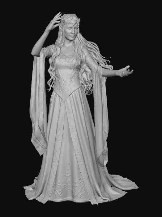 3D model for Galadriel Elf Sorceress sparks from hands connect