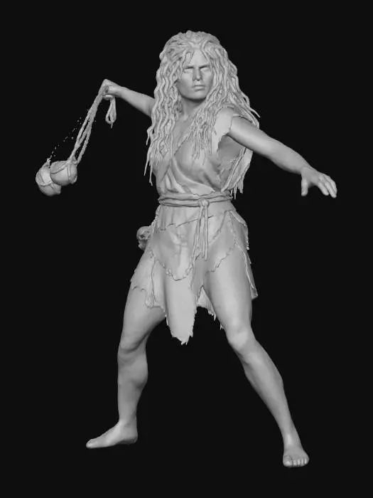 3D model for Ayla from Clan of the Cave bear uses a sling