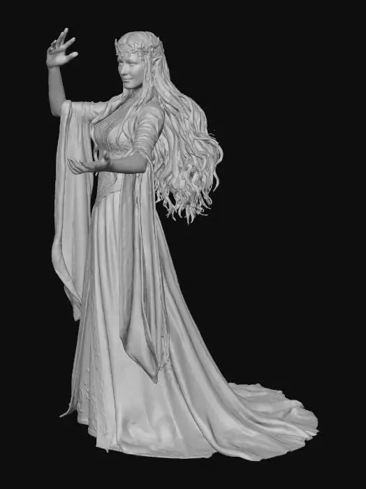 3D model for Galadriel Elf Sorceress sparks from hands connect