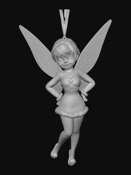 3D model for Tinkerbell as a christmas tree ornament in a red santa outfit