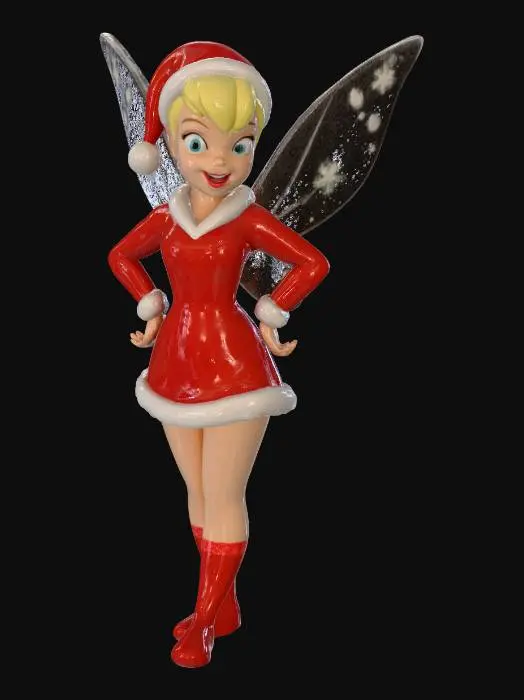 3D model for Tinkerbell as a christmas tree ornament in a red santa outfit