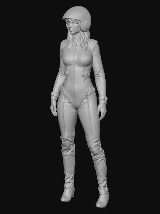 3D model for rhapsody from the tv series captain scarlet. in a white and gold trim flight suit with white helmet