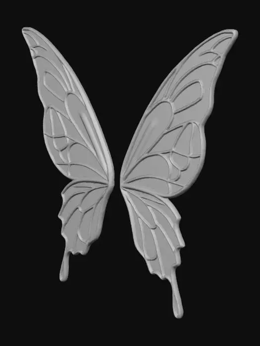 3D model for Fairy wings, joined but 2 separate pairs of wings, a left hand upper and lower and a right hand upper and lower, texture on both sides of the wings