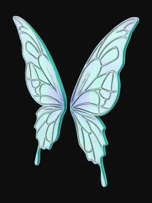 3D model for Fairy wings, joined but 2 separate pairs of wings, a left hand upper and lower and a right hand upper and lower, texture on both sides of the wings