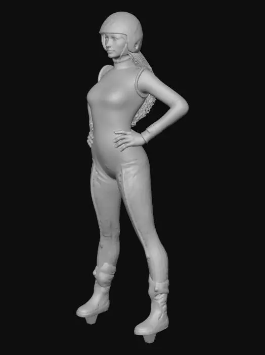 3D model for rhapsody from the tv series captain scarlet. in a white and gold trim flight suit with white helmet