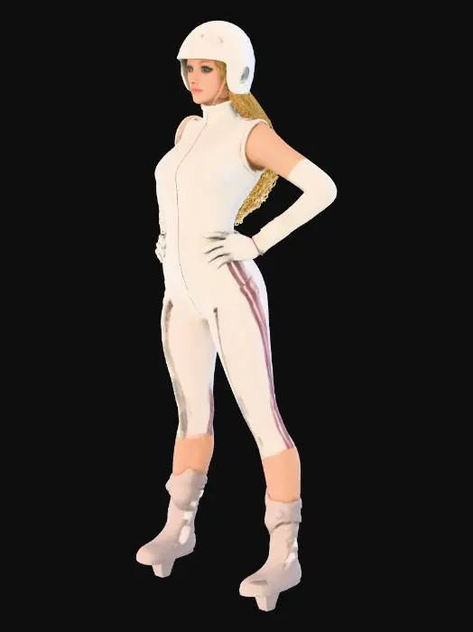 3D model for rhapsody from the tv series captain scarlet. in a white and gold trim flight suit with white helmet