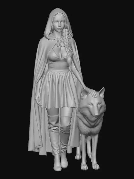 3D model for Red Riding Hood and the Wolf