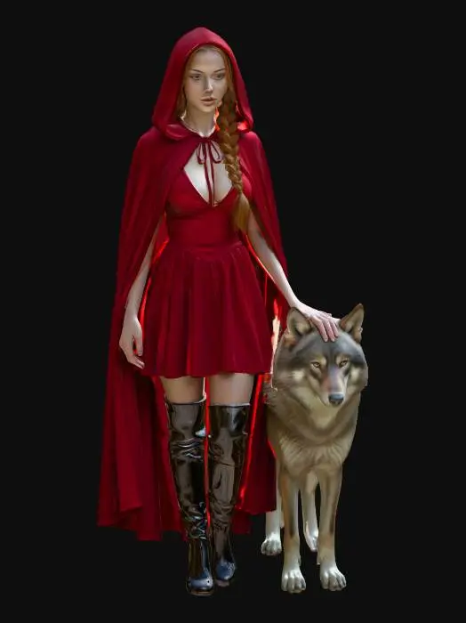 3D model for Red Riding Hood and the Wolf
