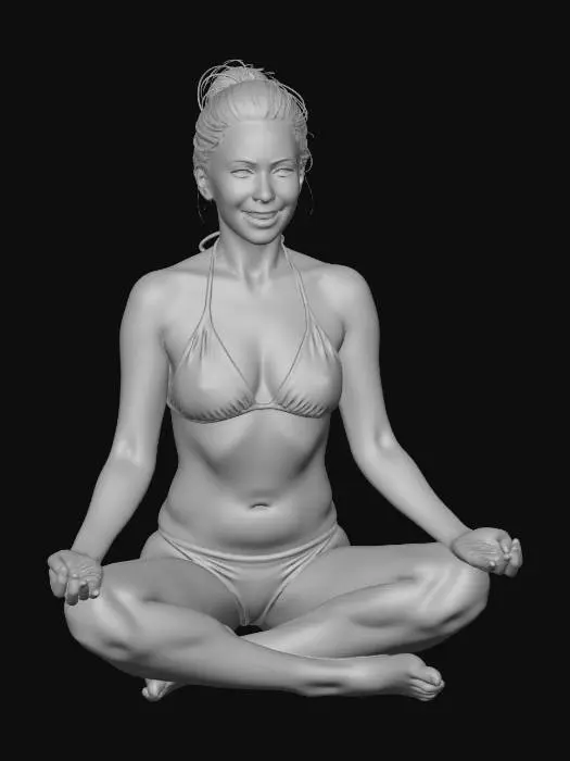 3D model for Yoga Pose in a Black Bikini