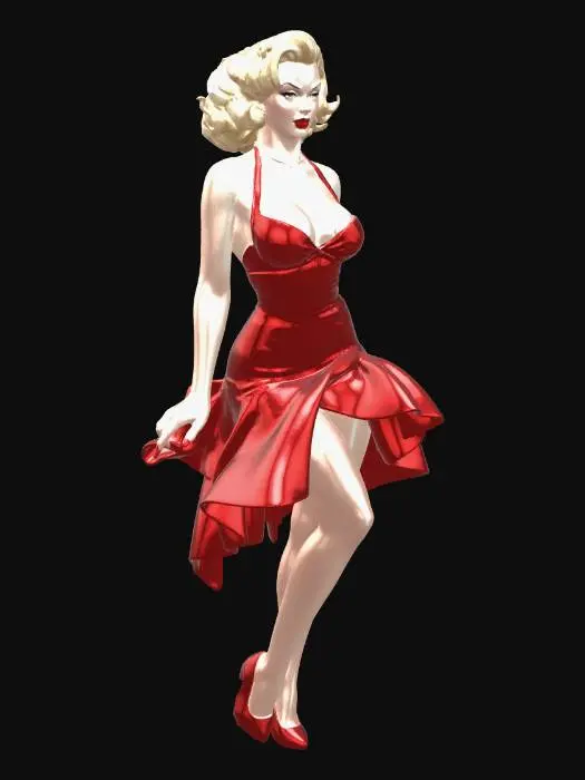 3D model for Scarlet Satin Pin-Up