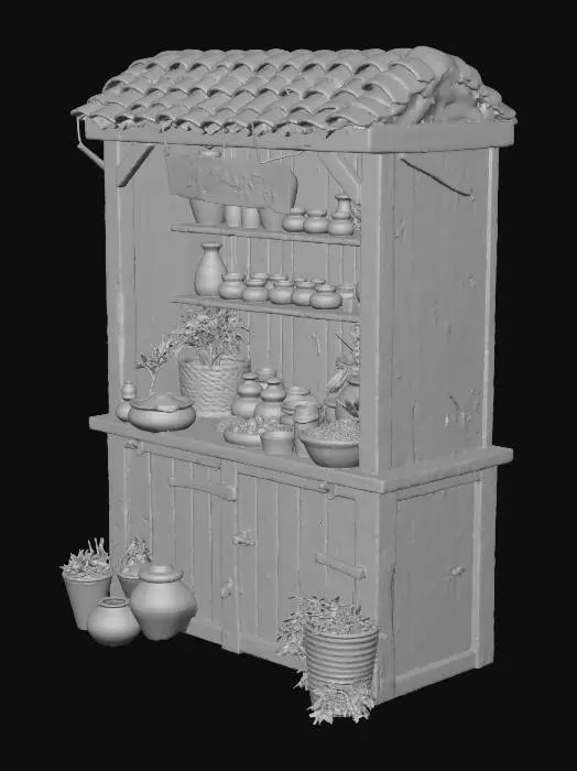 3D model for medieval shopkeeper store for outdoors