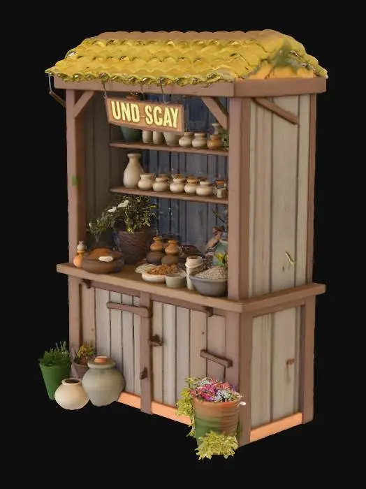 3D model for medieval shopkeeper store for outdoors