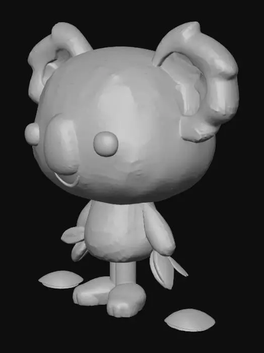 3D model for A Super-cute "Red Koala" pop mart figure, with a chunky, rounded feline body