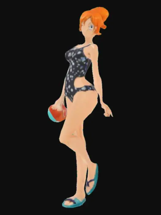3D model for Nami del anime "One Piece" en traje de baño de los 50