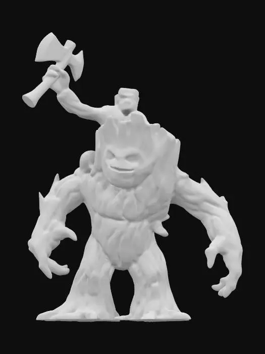 3D model for Donald Trump riding on Groot's shoulders. Donald Trump is holding a big axe up into the air. Marvel.