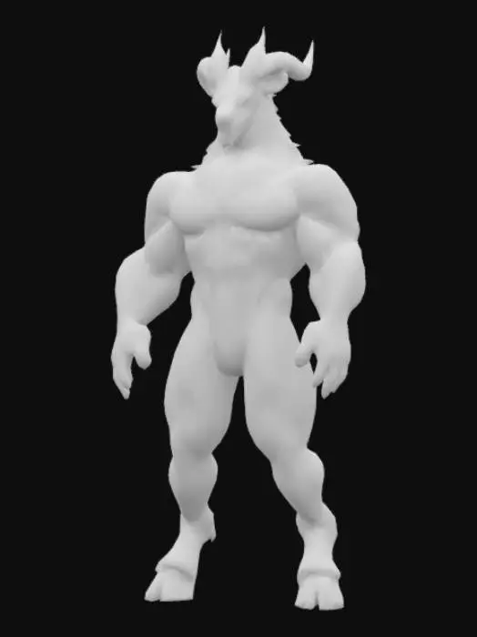 3D model for Muscular bovine hoofed Beast