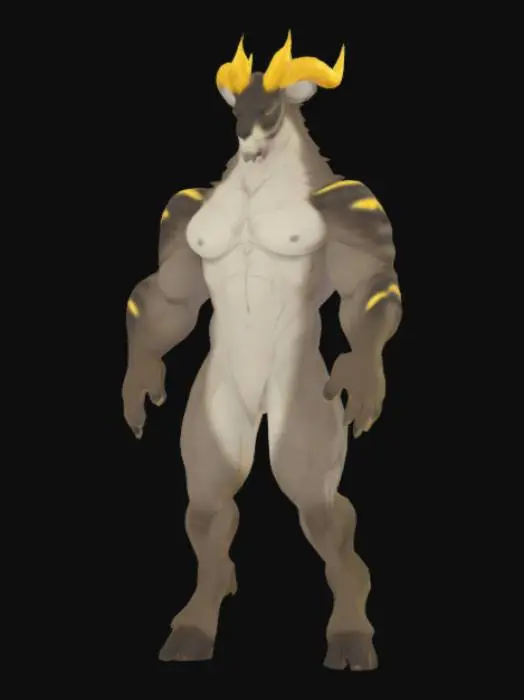 3D model for Muscular bovine hoofed Beast