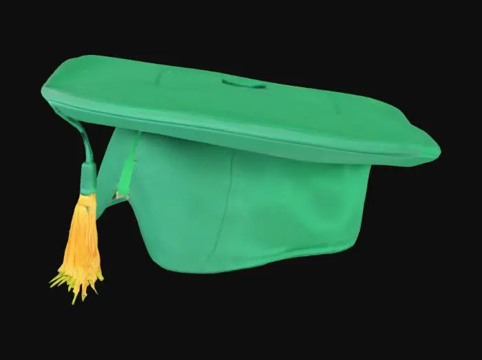 3D model for emerald colored oxford cap, square academic cap