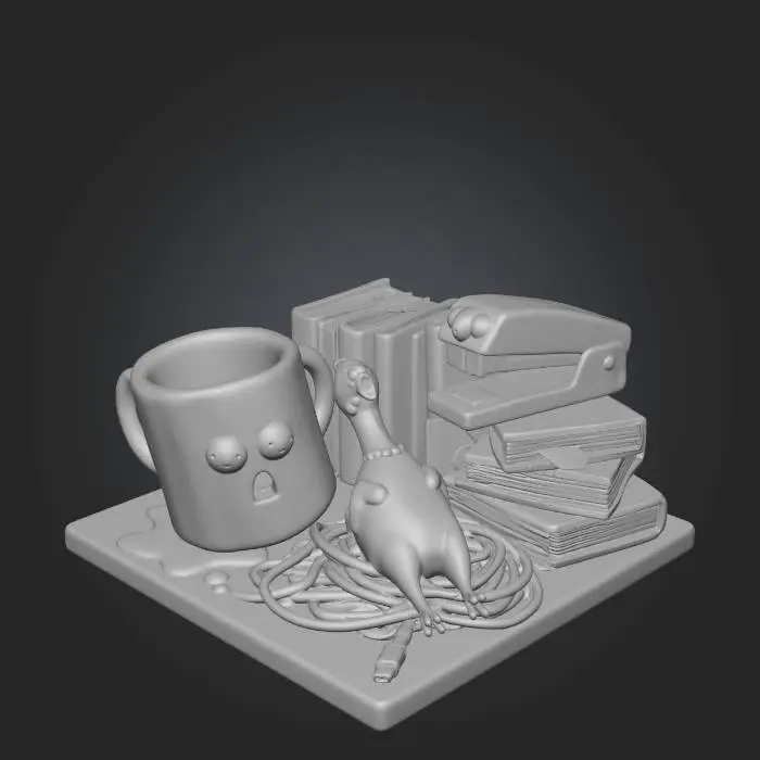 3D model for aWkWard series - Colorful Desk Chaos