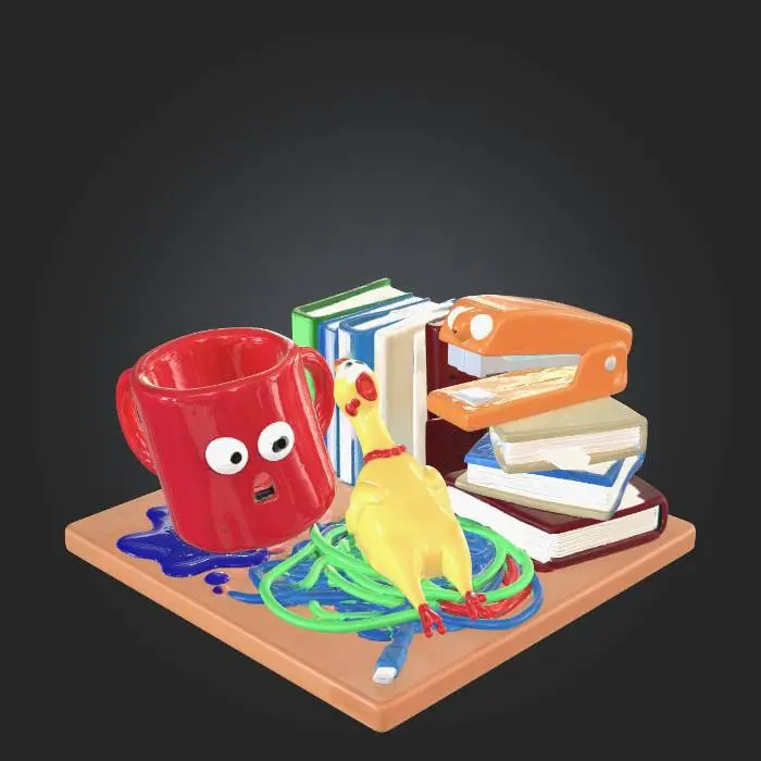 3D model for aWkWard series - Colorful Desk Chaos