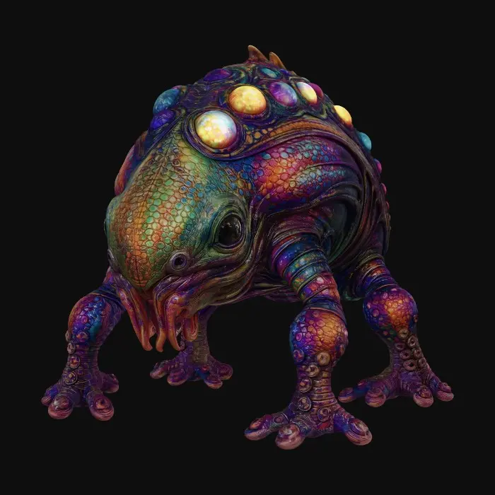 3D model for Old allien creature full of collors painting.