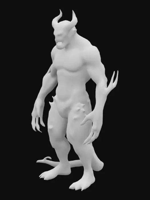 3D model for A demonic hybrid between creature on the lower body and human on the upper body, ultra realistic, symmetrical body