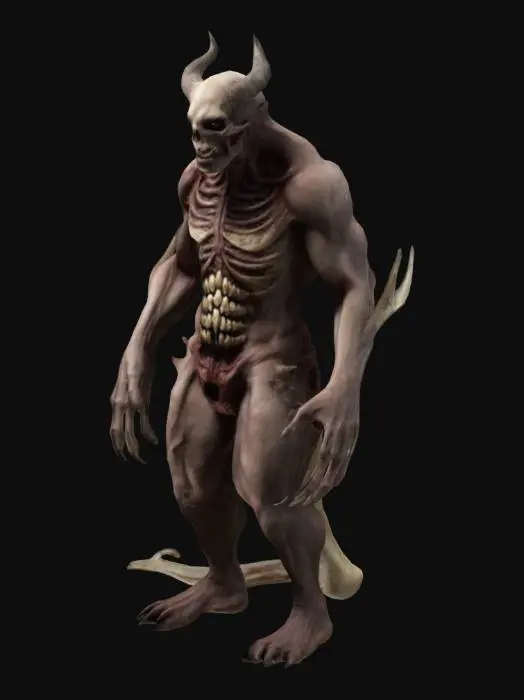 3D model for A demonic hybrid between creature on the lower body and human on the upper body, ultra realistic, symmetrical body