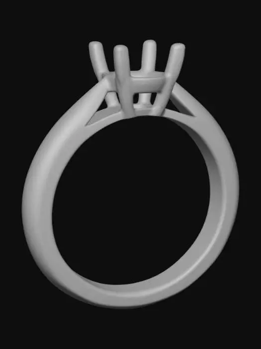 3D model for A highly realistic close-up of an engagement ring in white or yellow gold, featuring a perfectly crafted empty 1-carat diamond setting, precise prongs forming an elegant open mount, detailed metal reflections, soft studio lighting, shallow depth of field, luxury jewelry photography, ultra-sharp macro, high-end commercial style