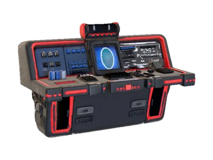 Futuristic Control Console, #Thanksgiving# 3D model, vytvořený pomocí AI