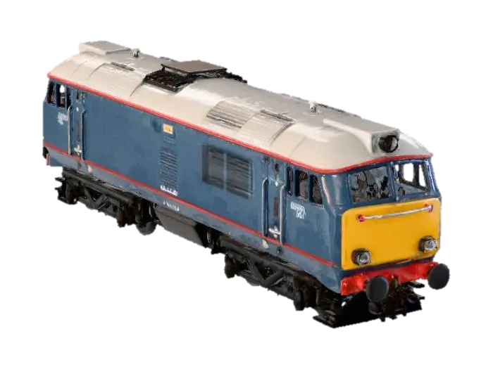 Ein detailliertes 3D-Modell einer britischen Diesellokomotive in einer… - Locomotive 3D model, vytvořený pomocí AI