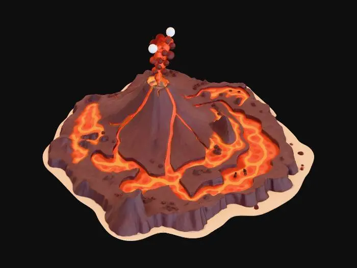 3D model for Volcanic Eruption Illustration