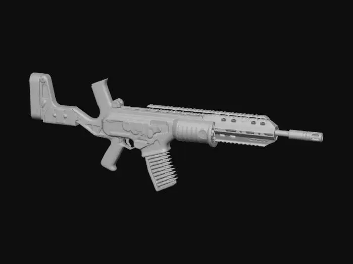 3D model for Green Assault Rifle with Belted Ammunition