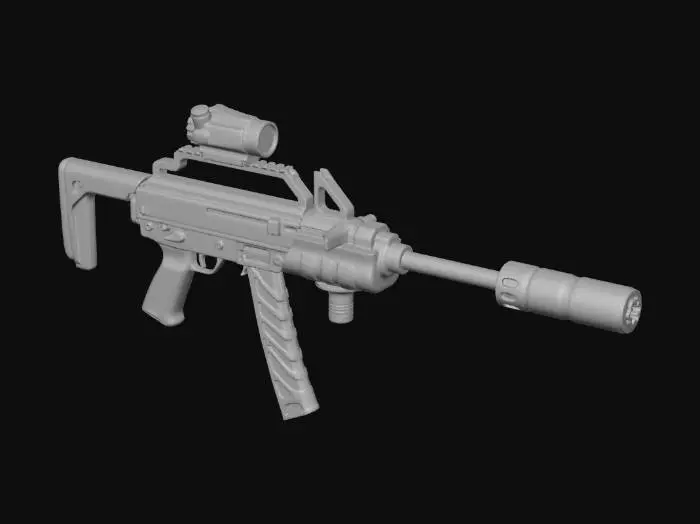 3D model for Stealth Combat Rifle with Suppressor and Red Dot Scope X