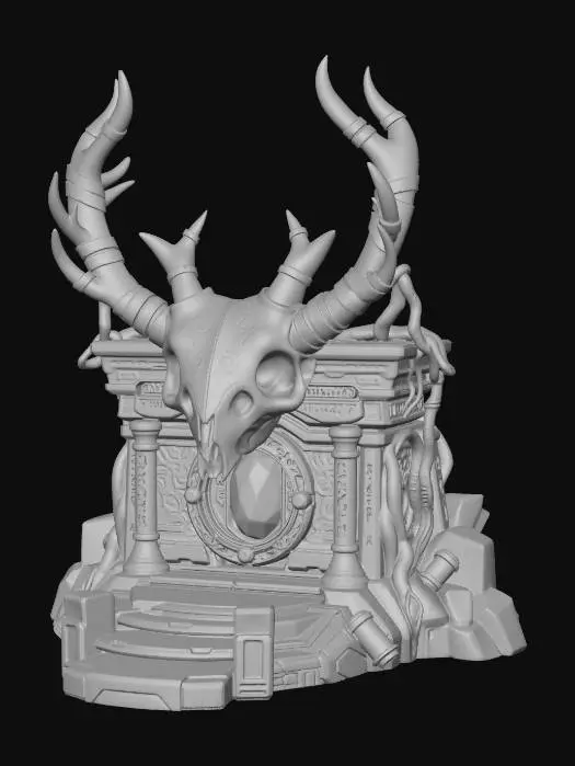 3D model for Verdant Horned Skull Altar x