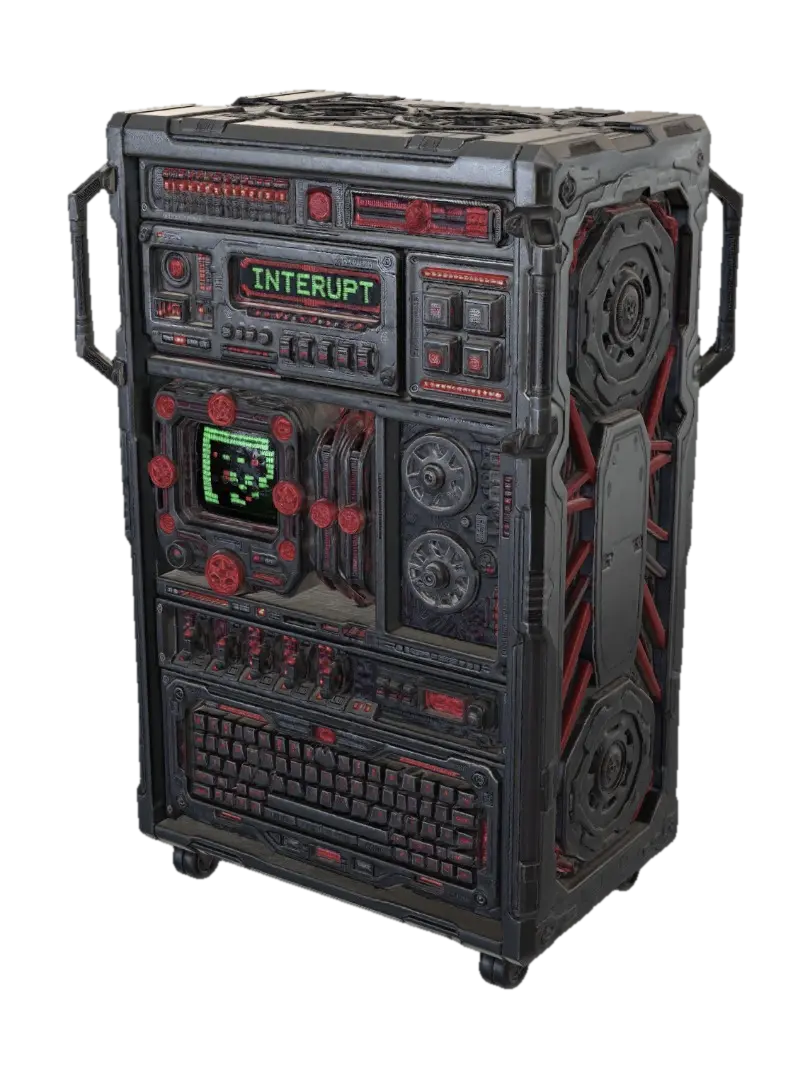 The Interrupt Server - Control 3D model, vytvořený pomocí AI