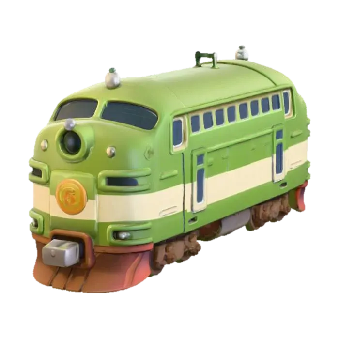 Green X-Engine Train - Locomotive 3D model, vytvořený pomocí AI