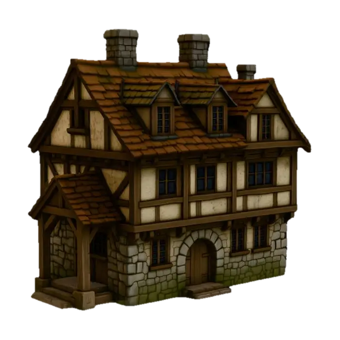 Modelong 3D na Medieval Cottage - Home, ginawa ng AI
