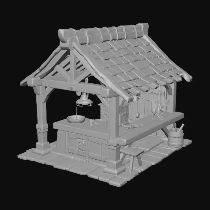 3D model for Medieval Blacksmith Stall