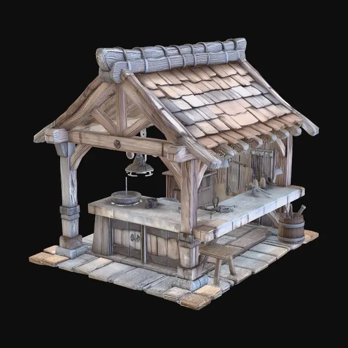 3D model for Medieval Blacksmith Stall