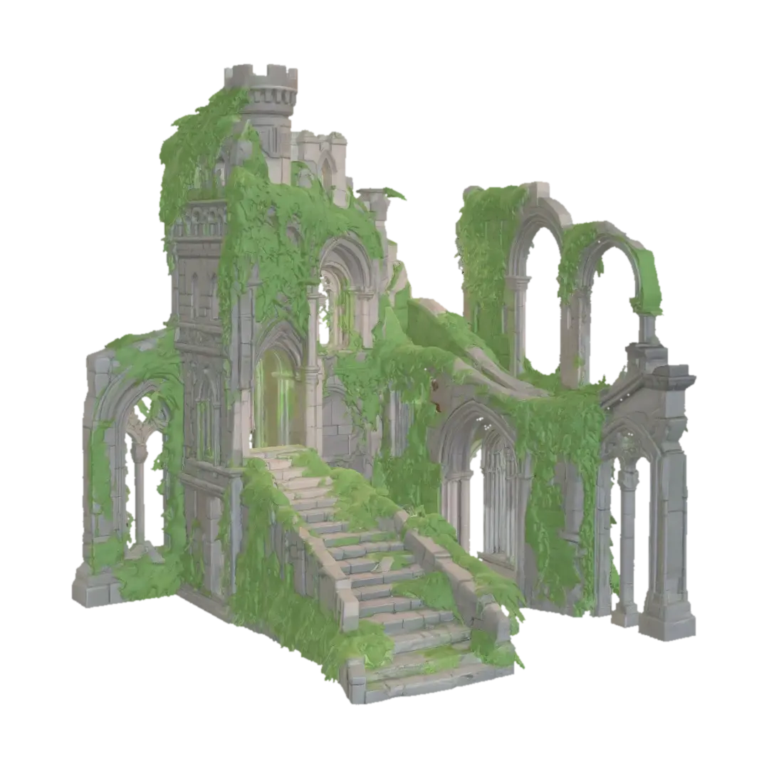 3D-модель Ivied Ruins at Sunset - Silhouette, згенерована ШІ