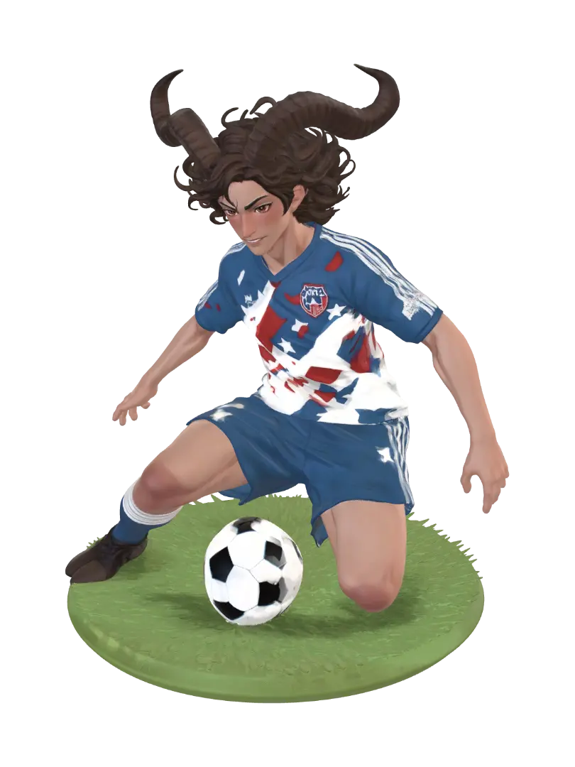 Horned Striker 3D model, vytvořený pomocí AI