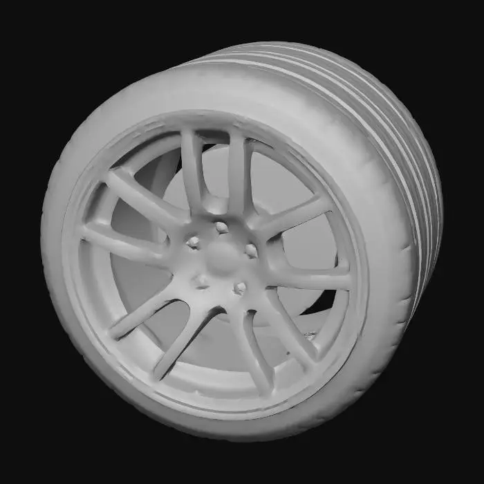 3D model for I want a 3d model of a wheel and tire based on a 2025 Chevrolet Corvette 5 spoke rim.