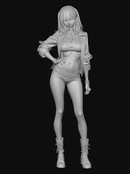 3D model for Biker Chic Anime Character