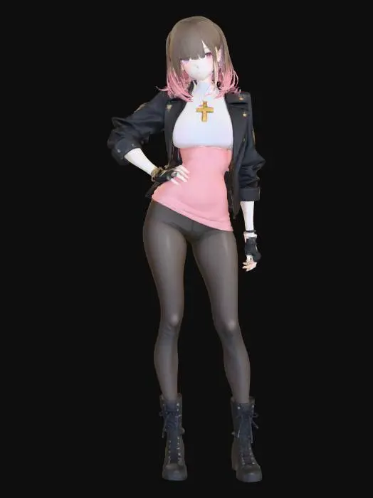 3D model for Biker Chic Anime Character